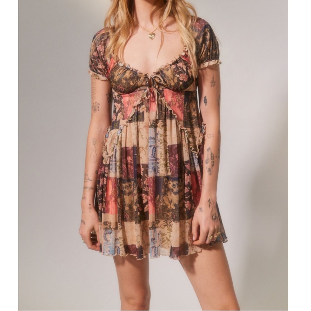 Urban Outfitters Shimmery Multicolor Patchwork Mini Dress